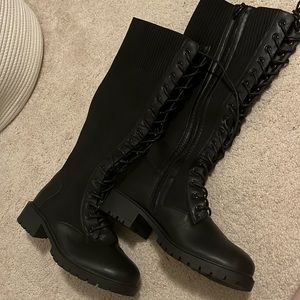 Knee high lace up boots